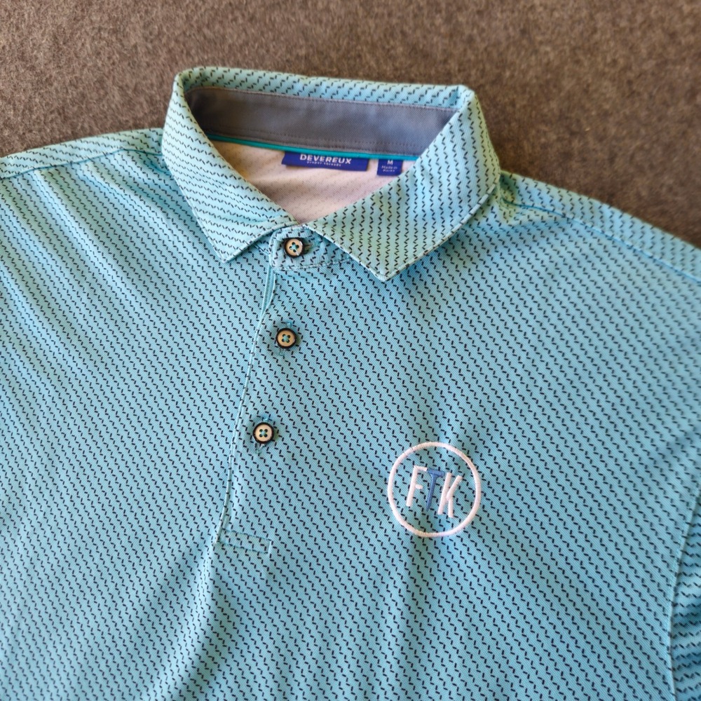 Devereux Proper Threads Mens Geometric Golf Polo Size‎ M FTK Forbes Logo Preppy